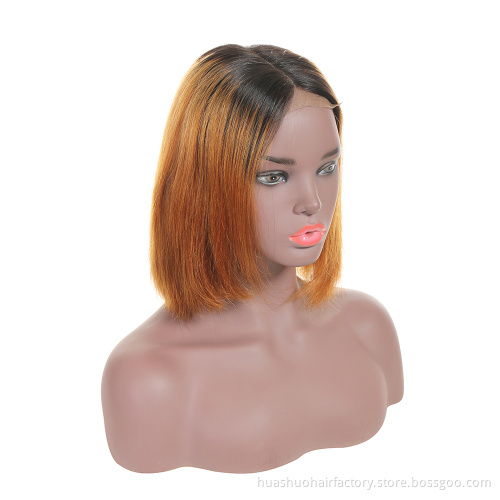 Huashuo Highest Discounts Popular Top Grade Brazilian Ombre 1B/30 Human Hair Short Bob Lace Front Wig For Black Women